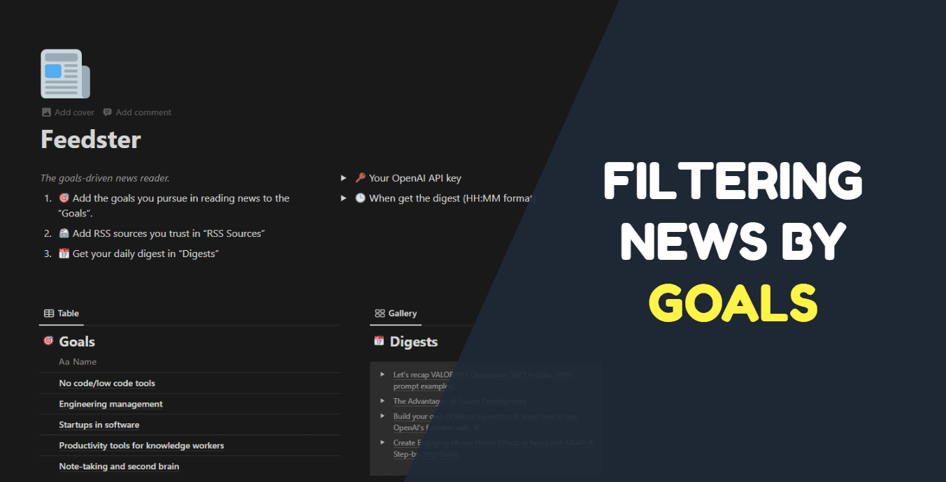 Feedster: How to filter news by goals